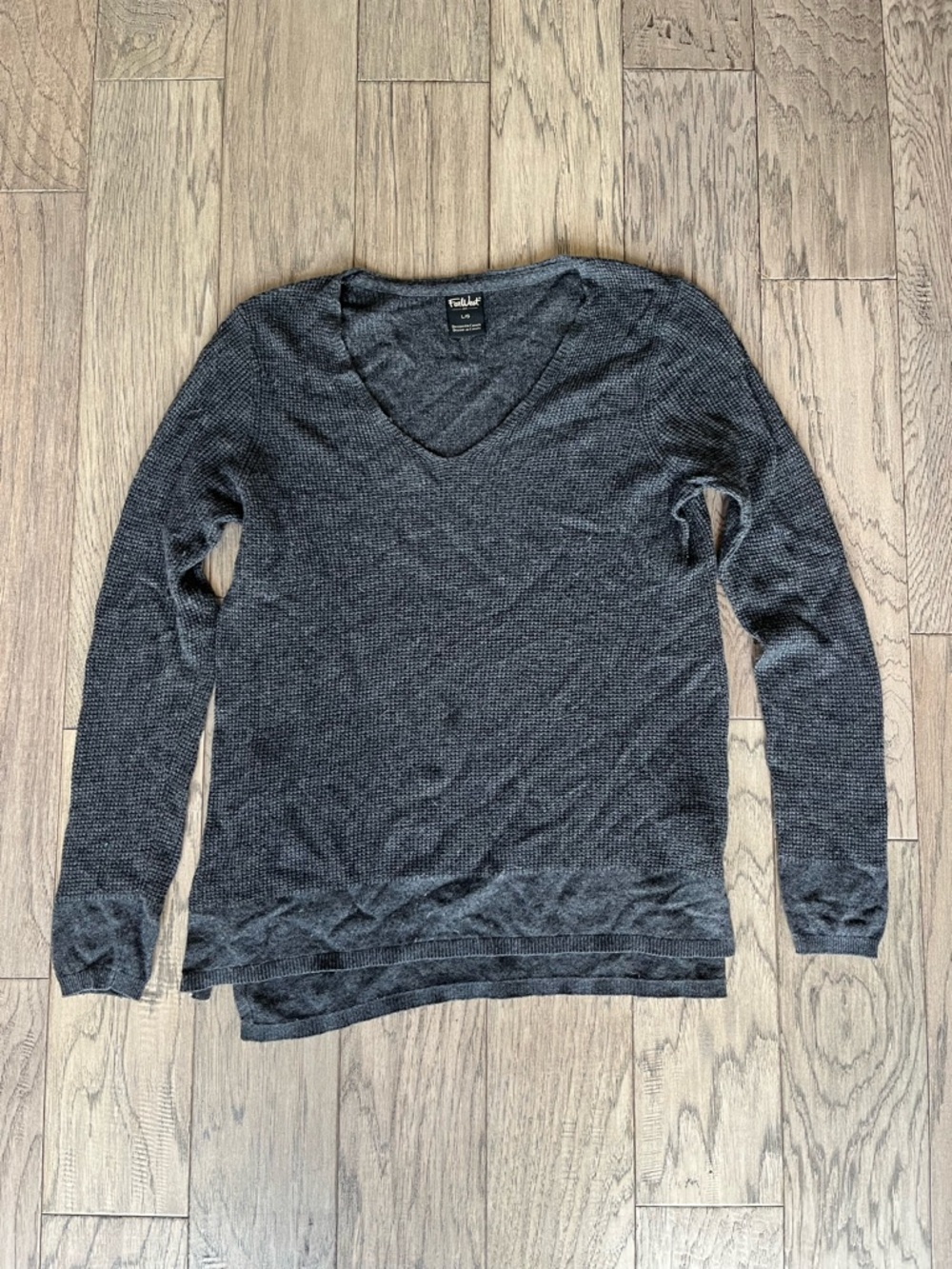 Far West Women's Charcoal V-Neck Sweater Vintage Canadian Size Large